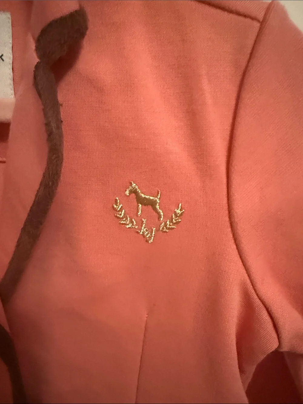 Janie and Jack Coral Pink Peplum Blazer with Brown Trim